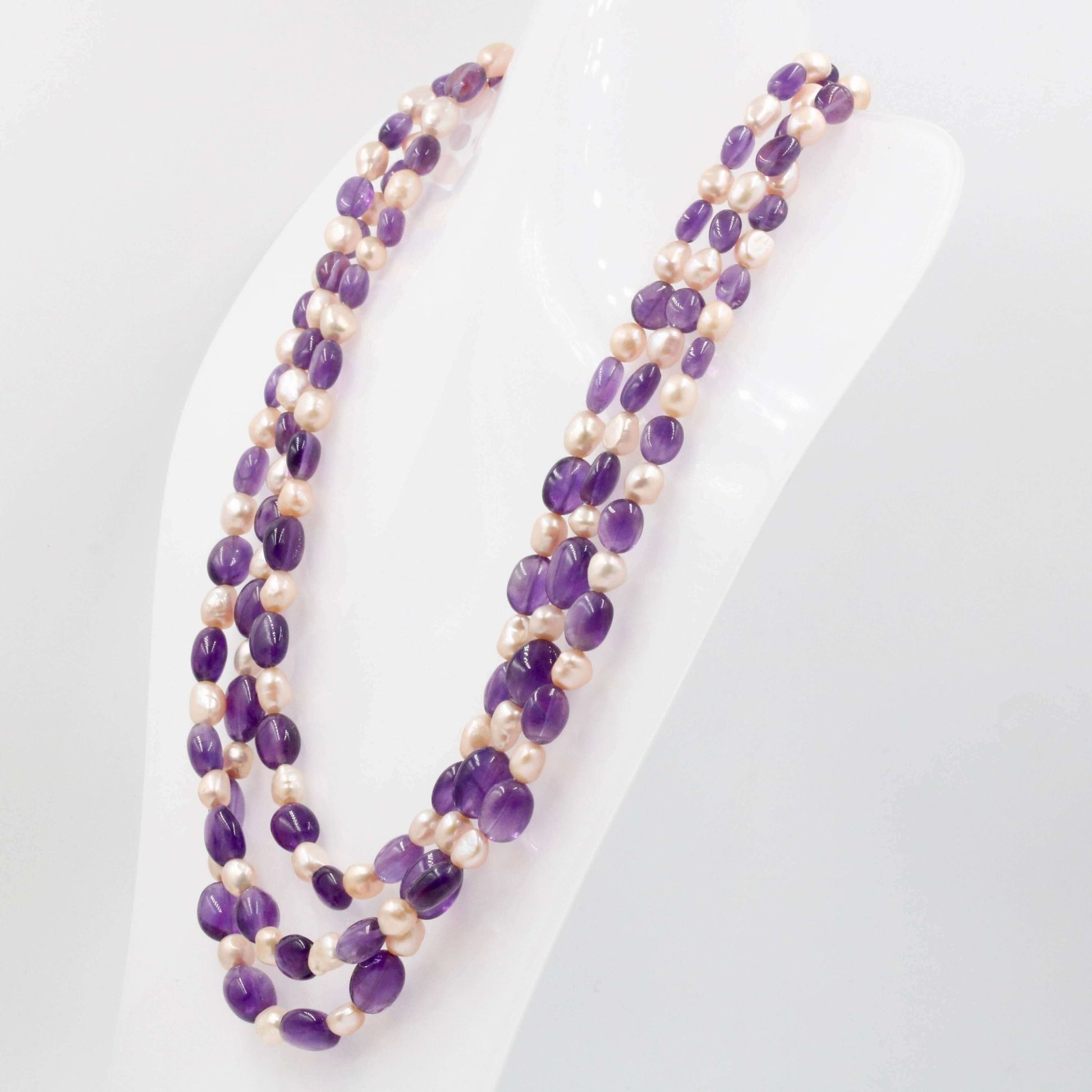 Amethyst Freshwater Pearl Beaded Necklace - Taj Mahal Gems