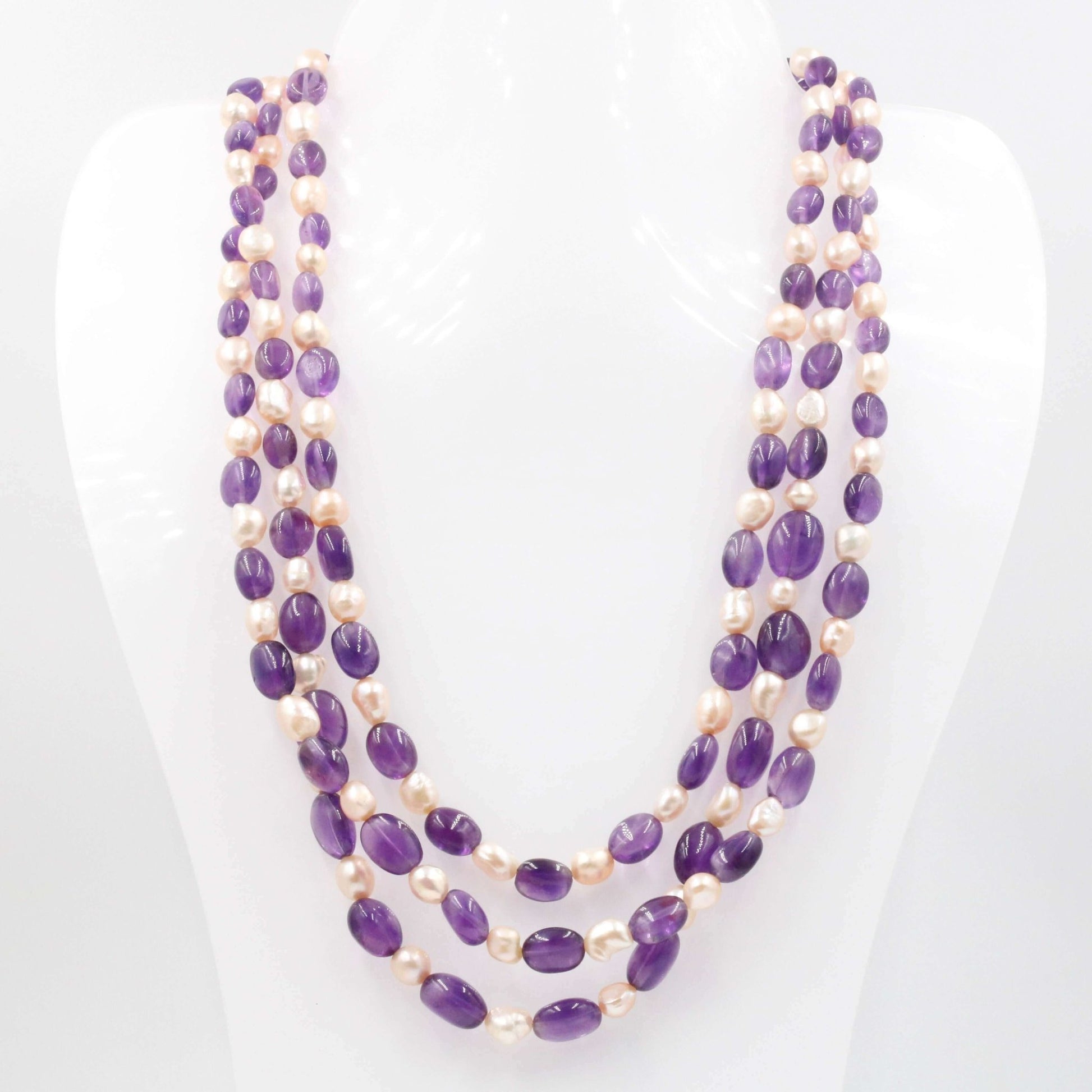 Amethyst Freshwater Pearl Beaded Necklace - Taj Mahal Gems