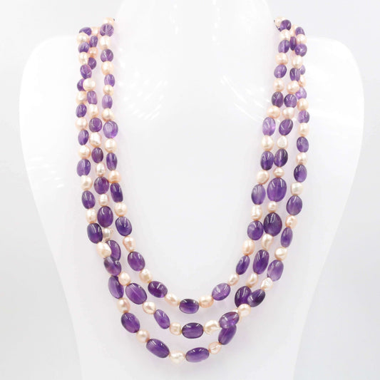 Amethyst Freshwater Pearl Beaded Necklace - Taj Mahal Gems