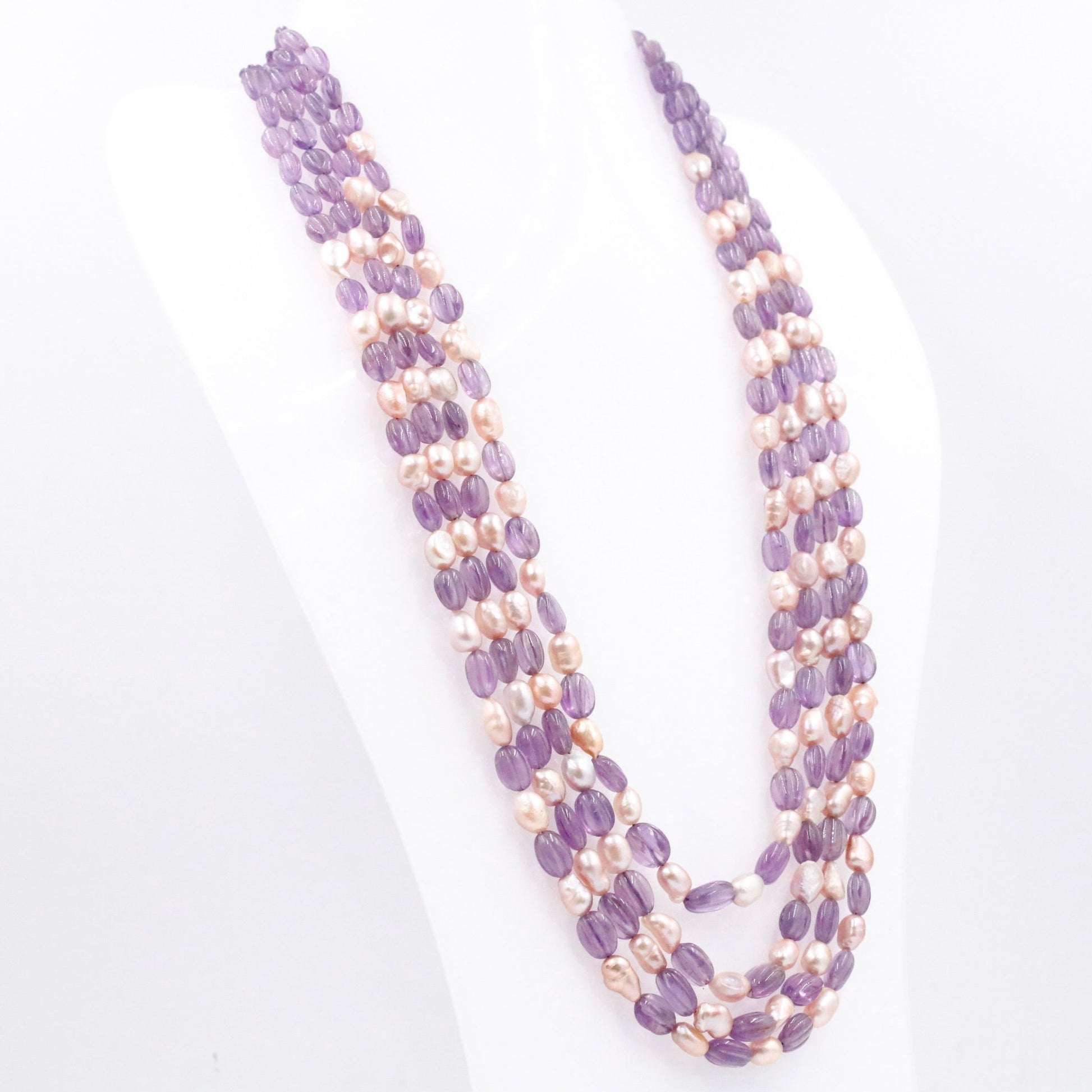 Amethyst with Pearl Beaded Necklace - Taj Mahal Gems