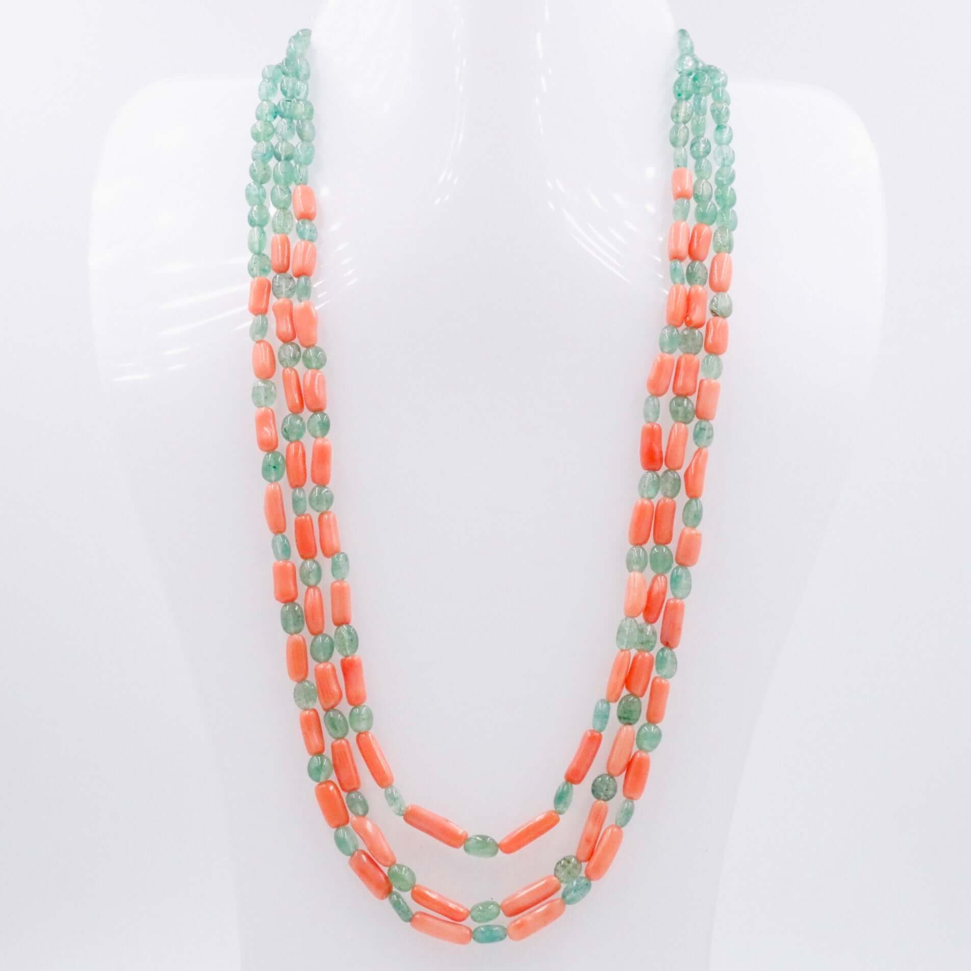 Aventurine and Coral Necklace - Taj Mahal Gems