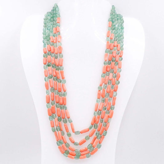 Aventurine and Coral Necklace - Taj Mahal Gems