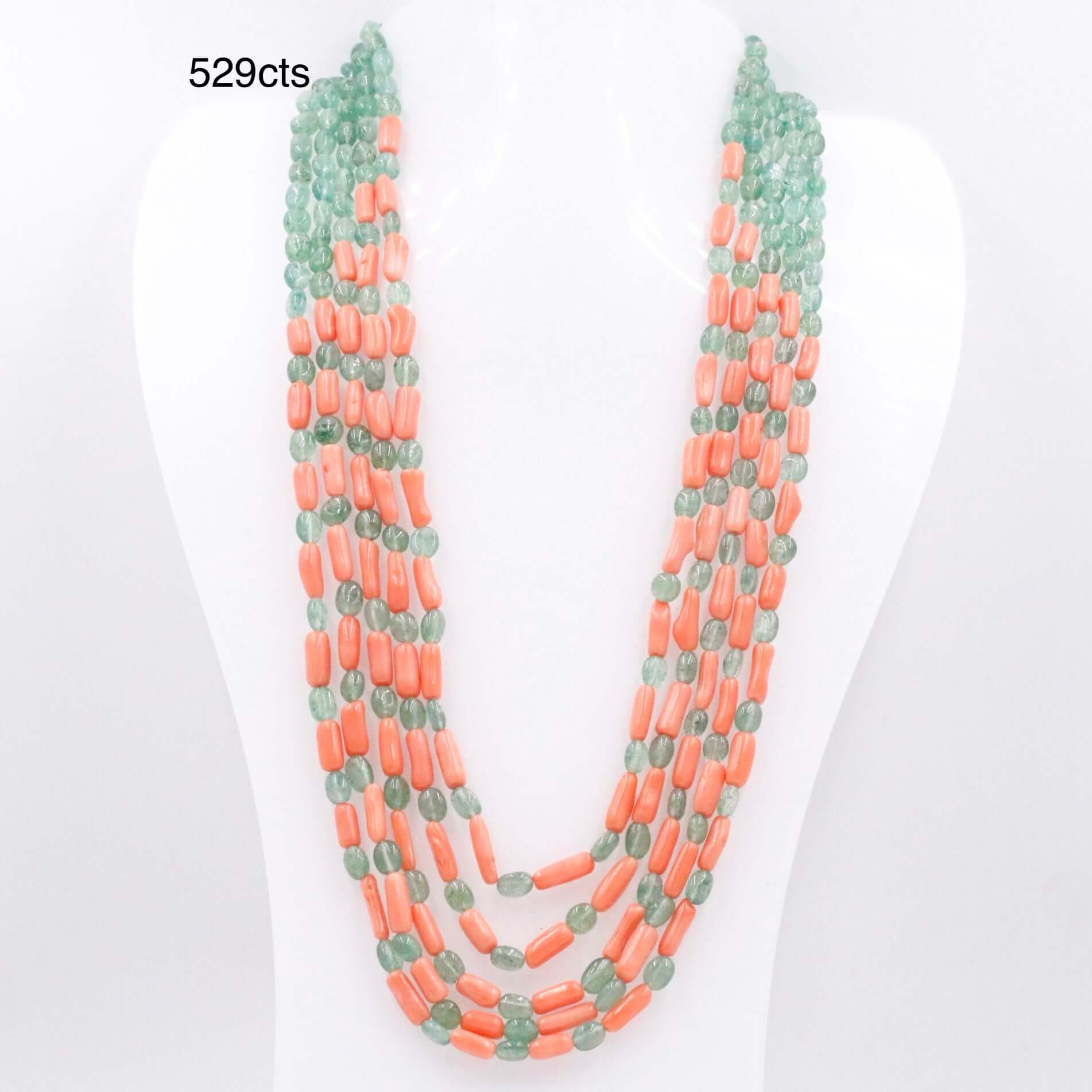 Aventurine and Coral Necklace - Taj Mahal Gems