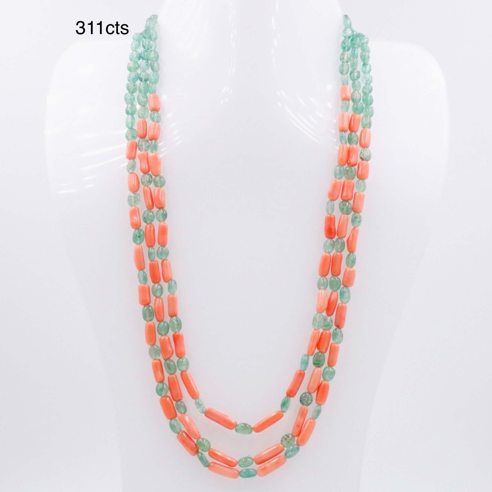 Aventurine and Coral Necklace - Taj Mahal Gems
