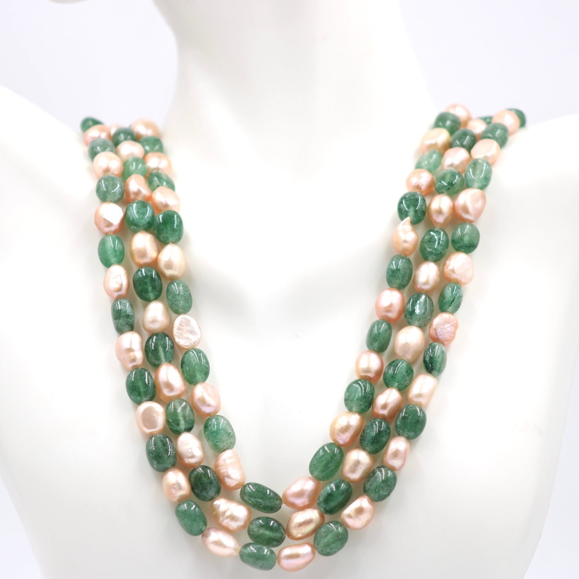 Aventurine and Pearl Beaded Necklace - Taj Mahal Gems