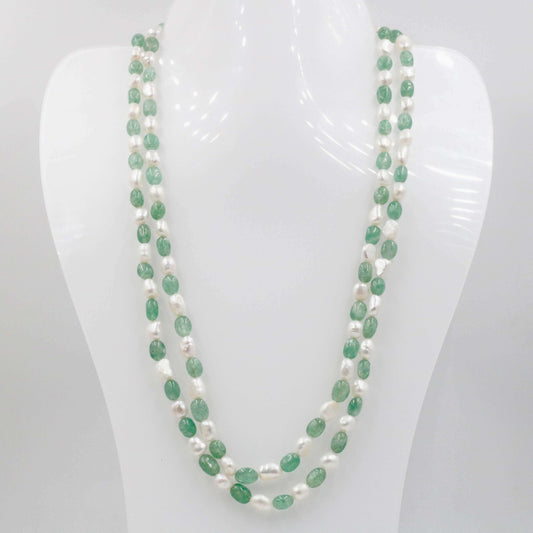 Aventurine Freshwater Pearl Beaded Necklace - Taj Mahal Gems