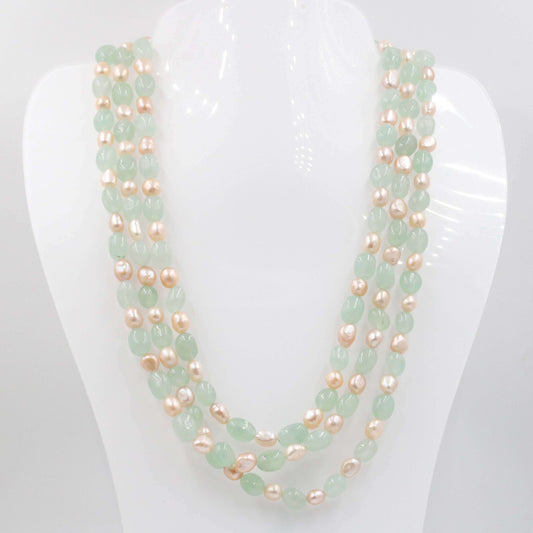 Aventurine Pearl Beaded Necklace - Taj Mahal Gems