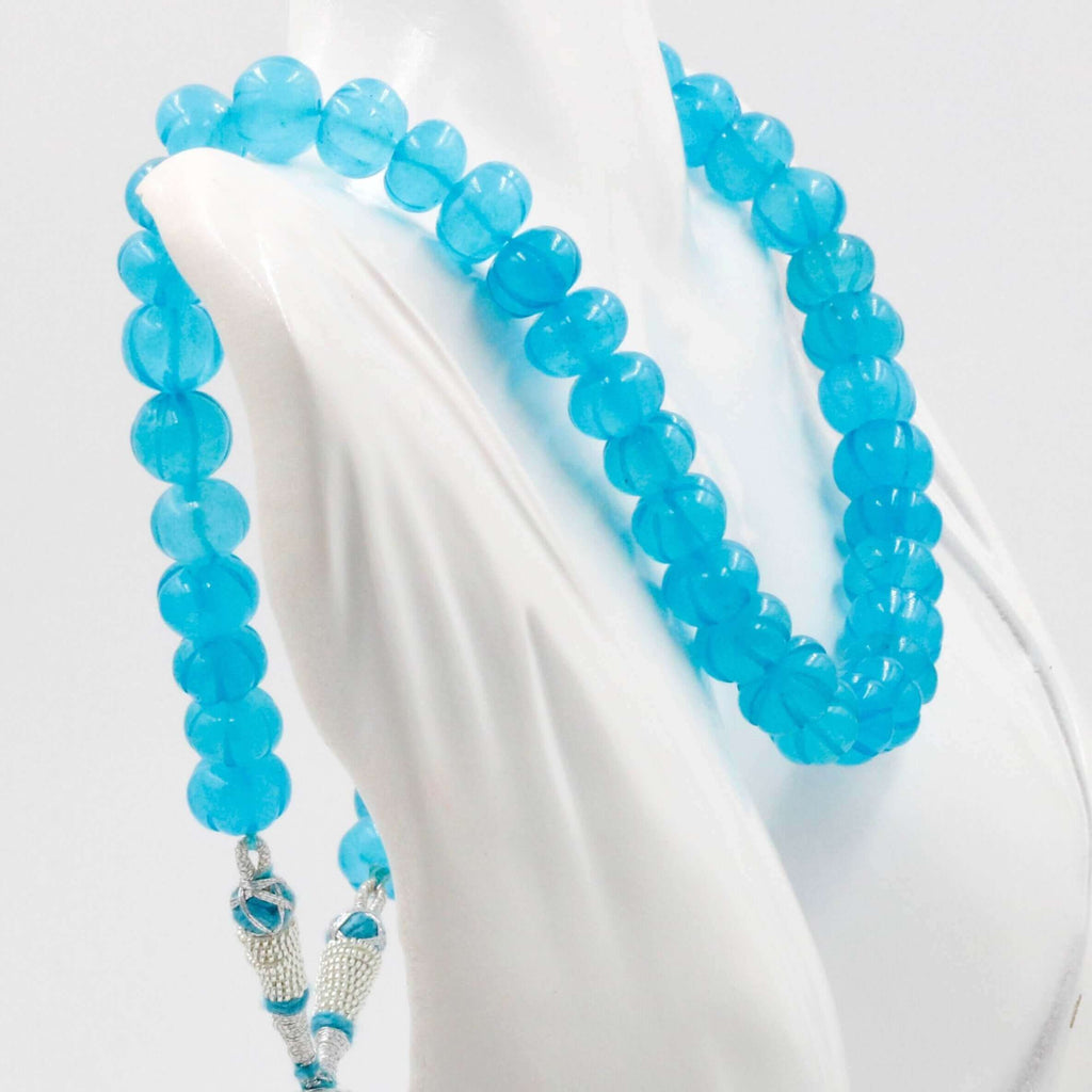 Natural Blue Quartz Long Necklace Design with Indian Sarafa