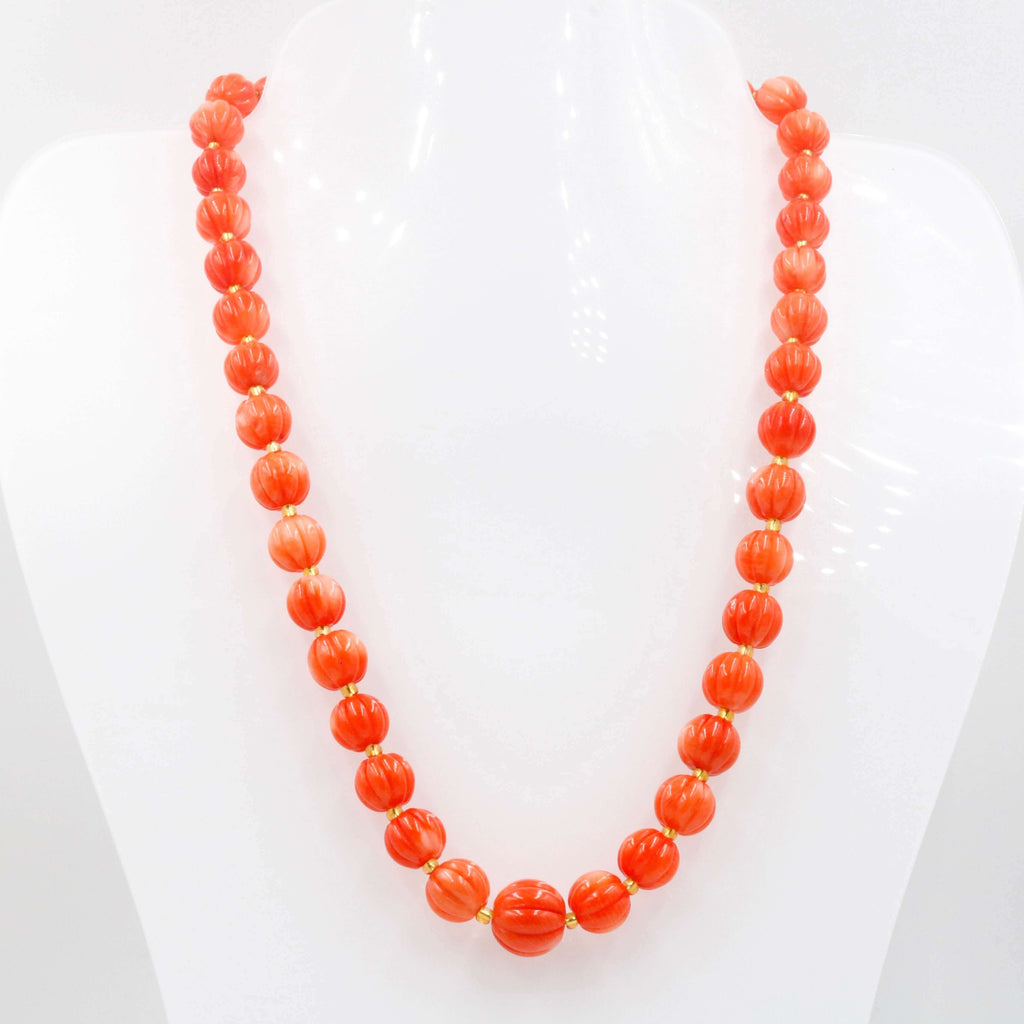 Beaded Pumpkin Coral Necklace: Authentic Beauty
