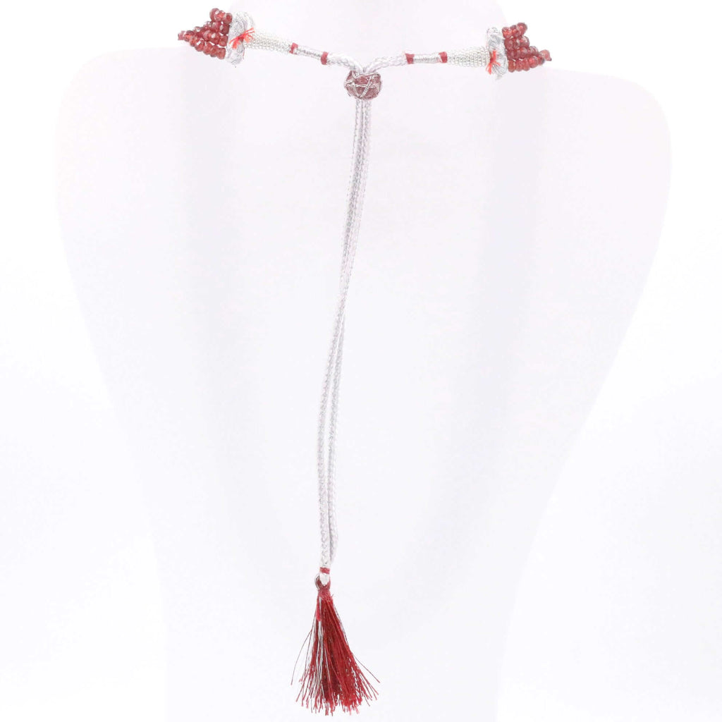 Natural Red Garnet Jewelry - Long & Layered Sarafa Necklace