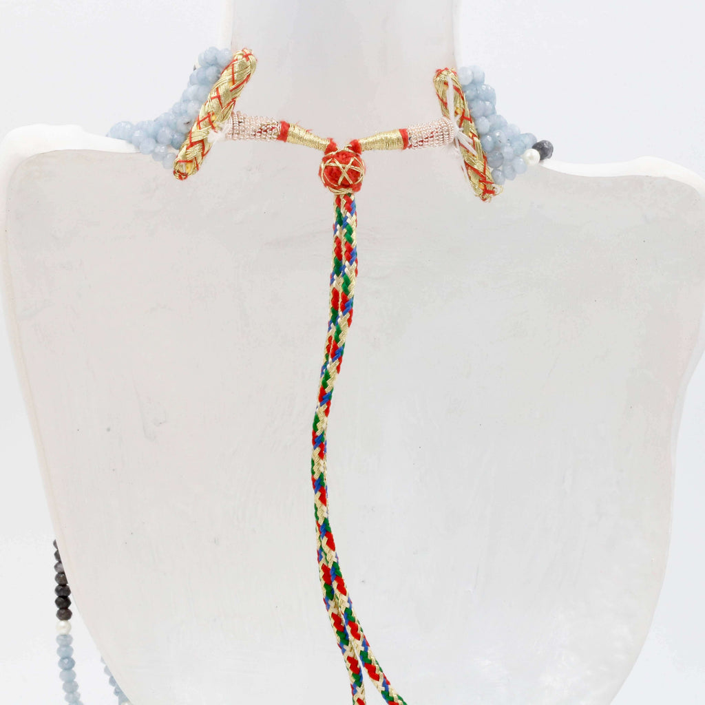 Layered Natural Blue Quartz Indian Necklace