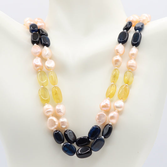 Bi-Color Jade with FWP Necklace featuring elegant jade and freshwater pearls for stylish versatility.