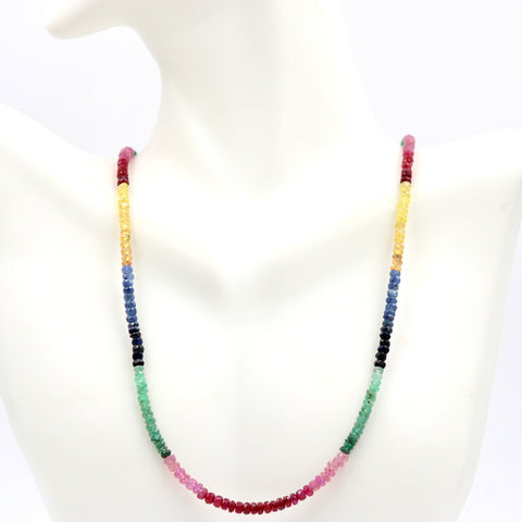 14KY Multi Color Sapphire Ruby and Emerald Necklace
