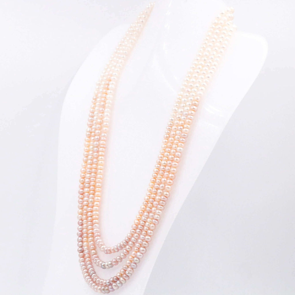 Layered Pearl Necklace with Indian Gemstones