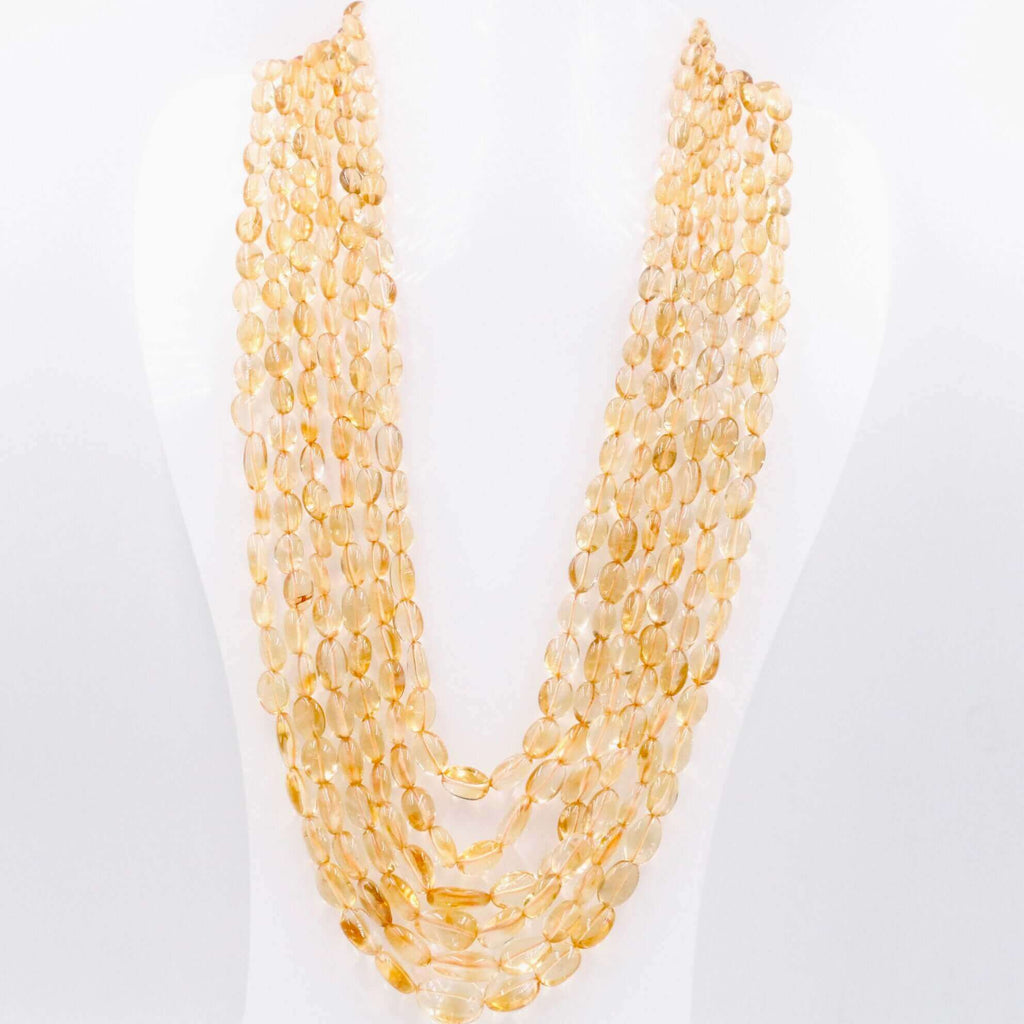Long & Layered Citrine Beaded Necklace with Indian Style