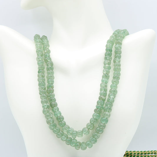 Pumpkin Beaded Emerald 2 Strand Necklace