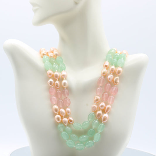 Rose Quartz & Aventurine Necklace - Taj Mahal Gems