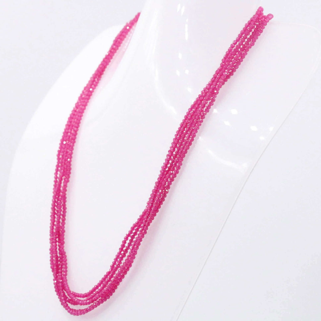 Beaded Ruby Necklace with Layered Faceted Gemstones and Clasp