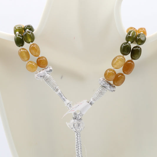 Bi-Color Jade Beaded Necklace - Green & Yellow