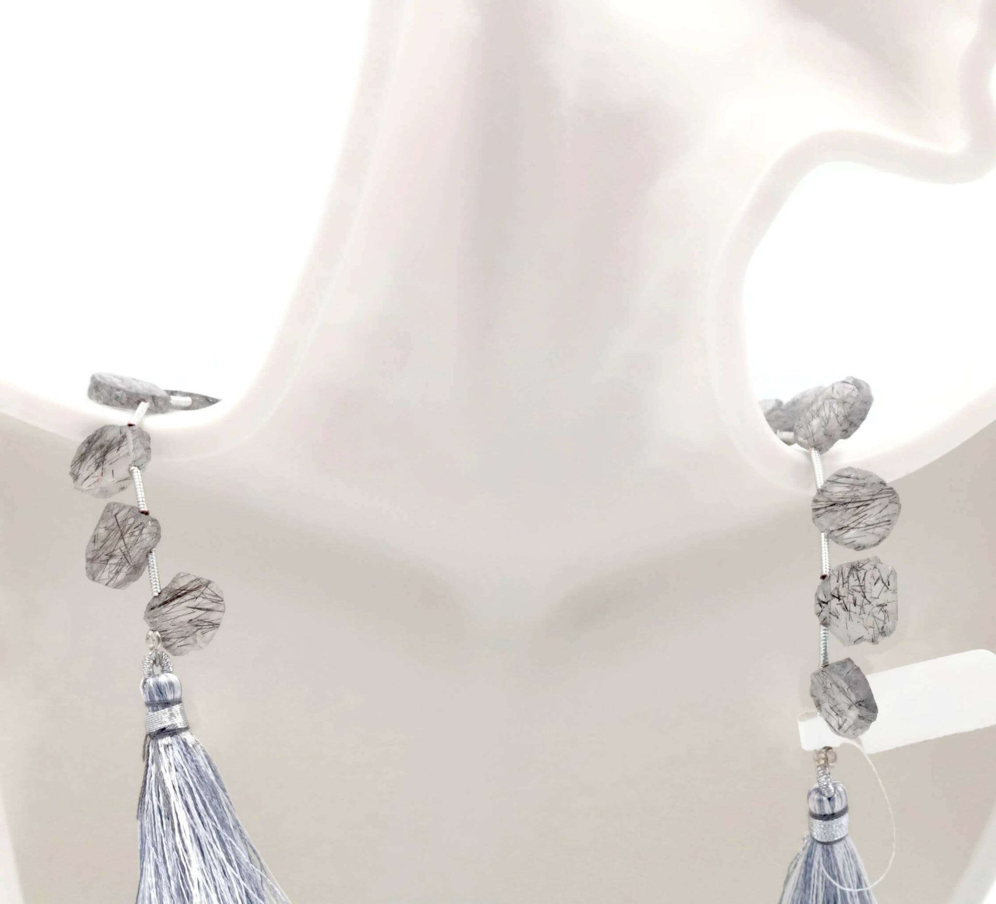 Black Rutile Quartz Beads Strand - Taj Mahal Gems