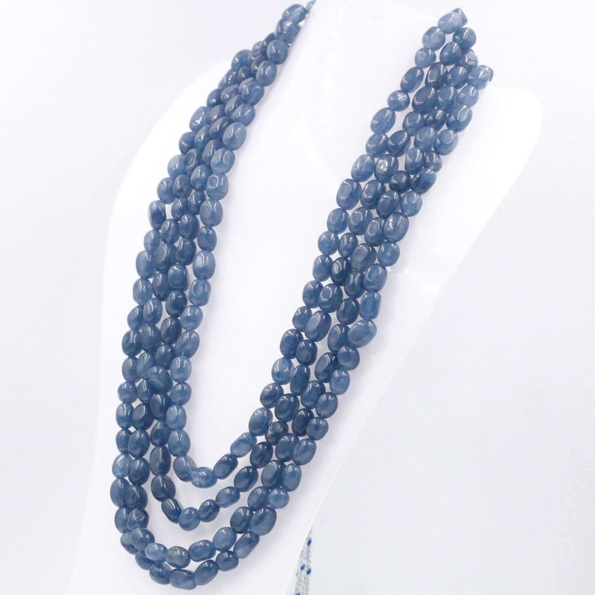 Blue Quartz Beaded Necklace - Taj Mahal Gems