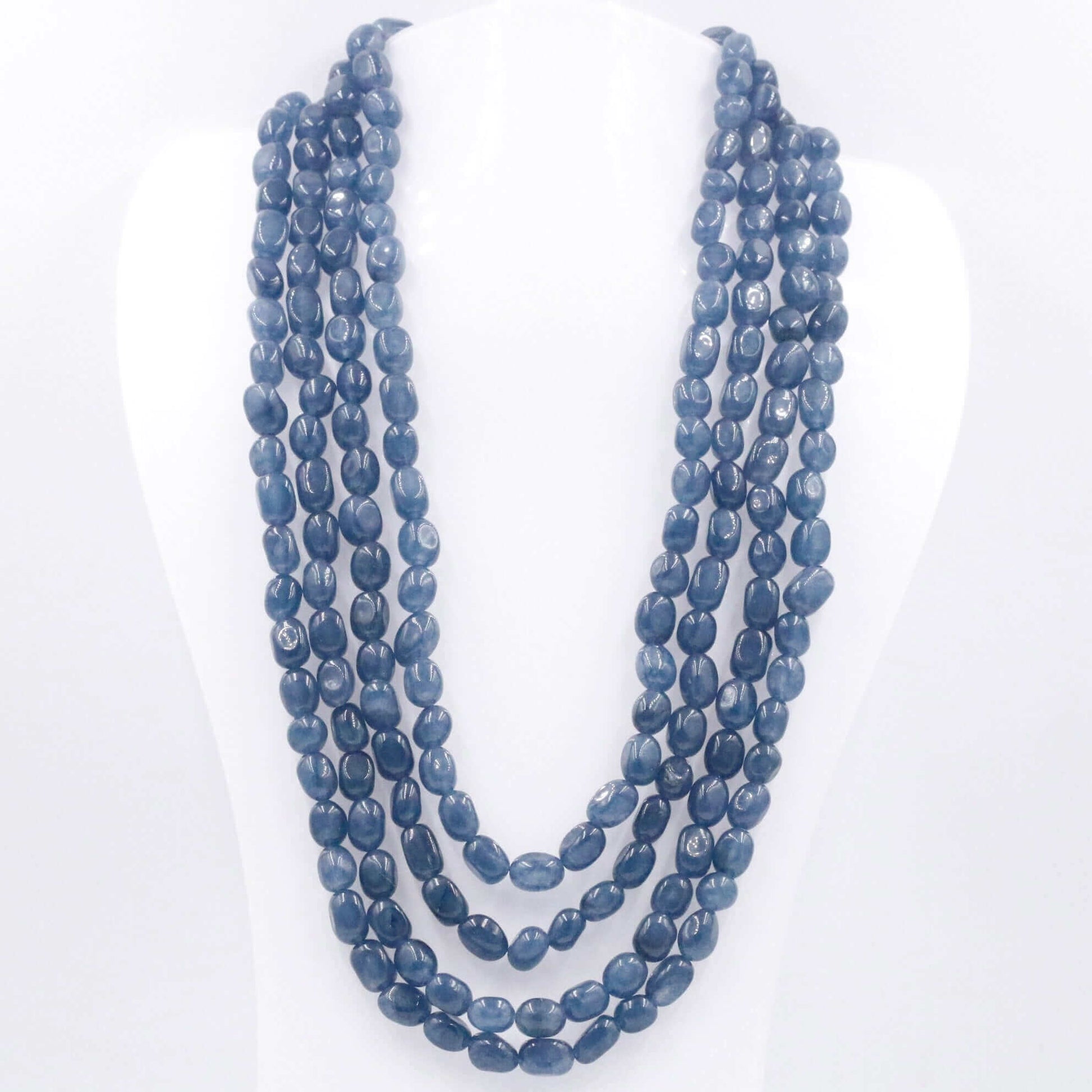 Blue Quartz Beaded Necklace - Taj Mahal Gems