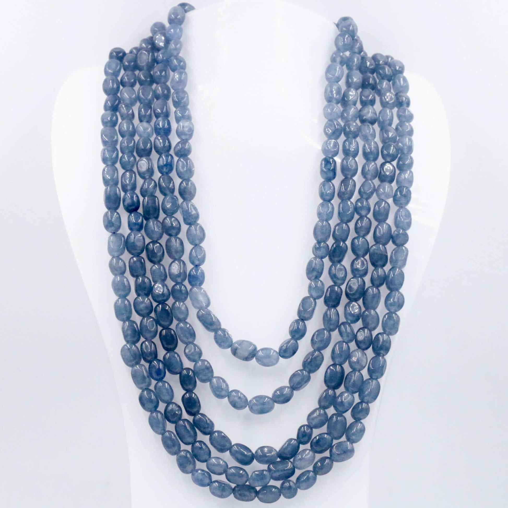 Blue Quartz Beaded Necklace - Taj Mahal Gems