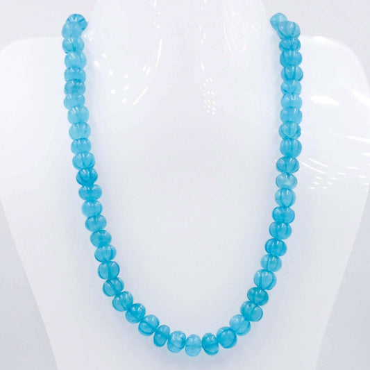 Blue Quartz Pumpkin Beaded Necklace - Taj Mahal Gems