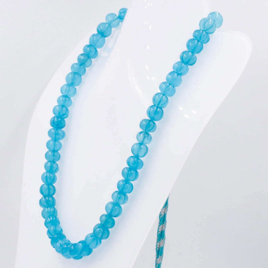 Blue Quartz Pumpkin Beaded Necklace - Taj Mahal Gems