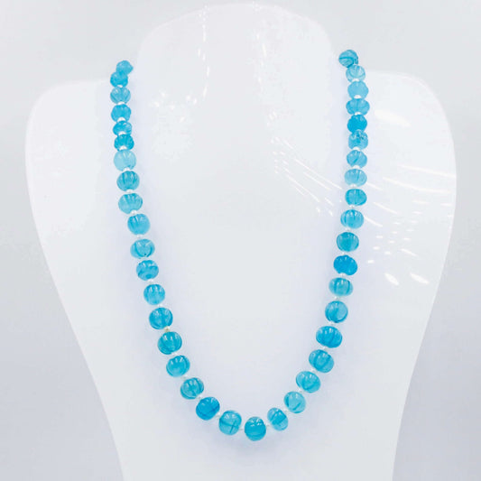 Blue Quartz Pumpkin Beads Necklace - Taj Mahal Gems
