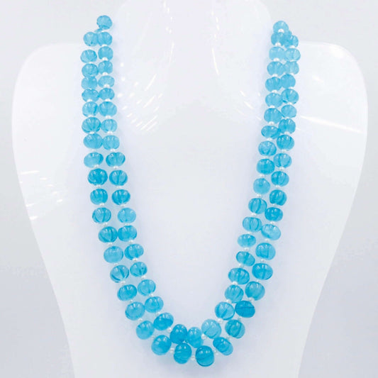 Blue Quartz Pumpkin Beads Necklace - Taj Mahal Gems
