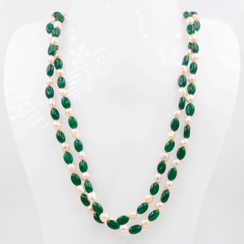  Green Quartz & Fresh Water Pearl Necklace