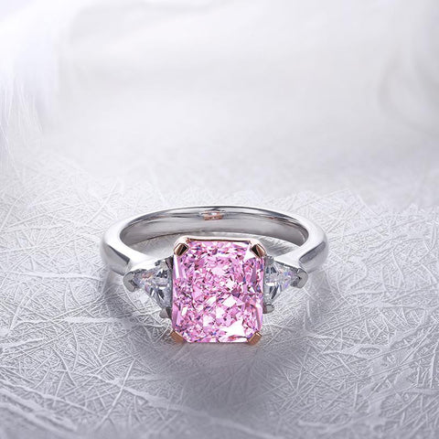 Luxury Womens Halo Ring - Pink Yellow Colorless Gems