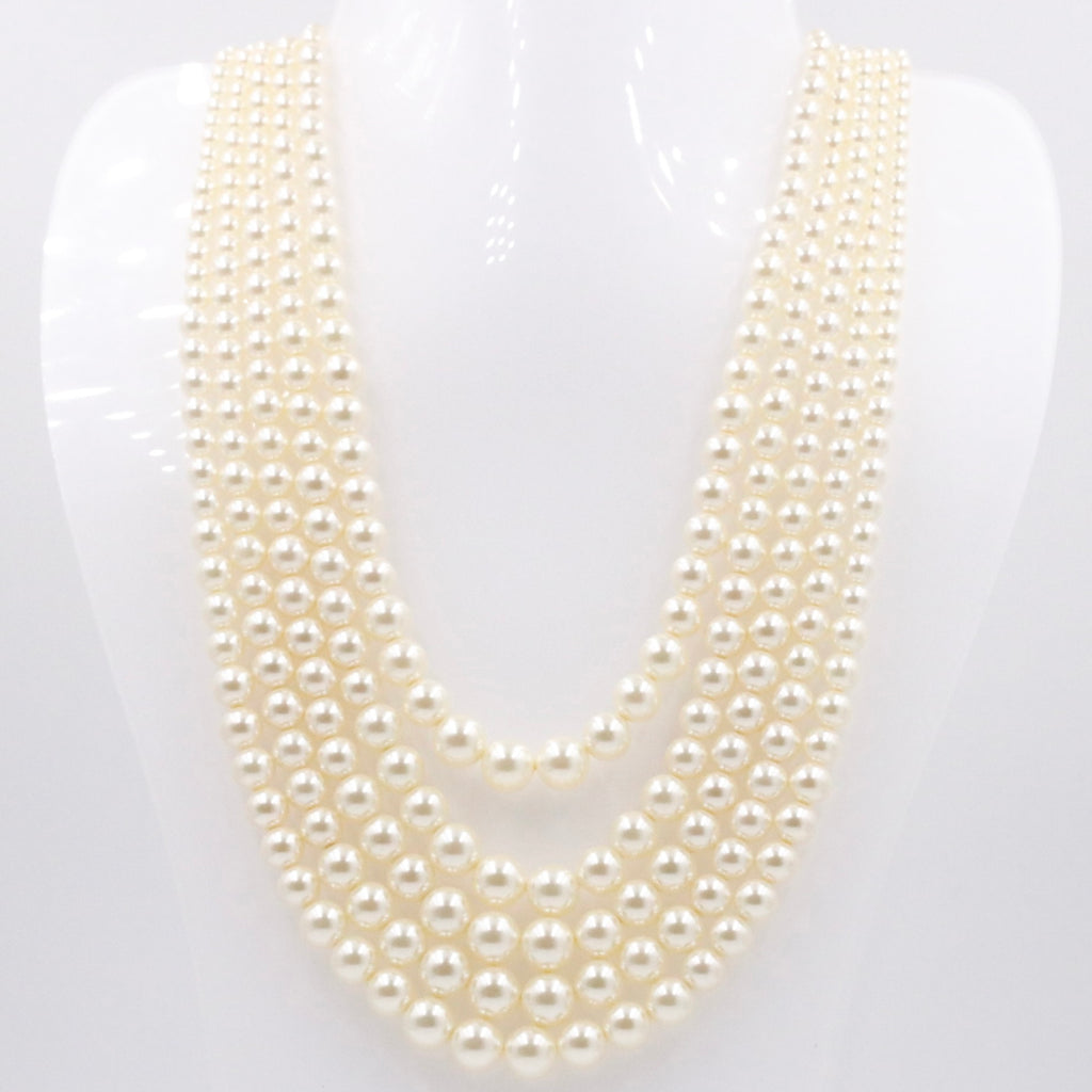 5 Stranded Swarovski Pearl Necklace
