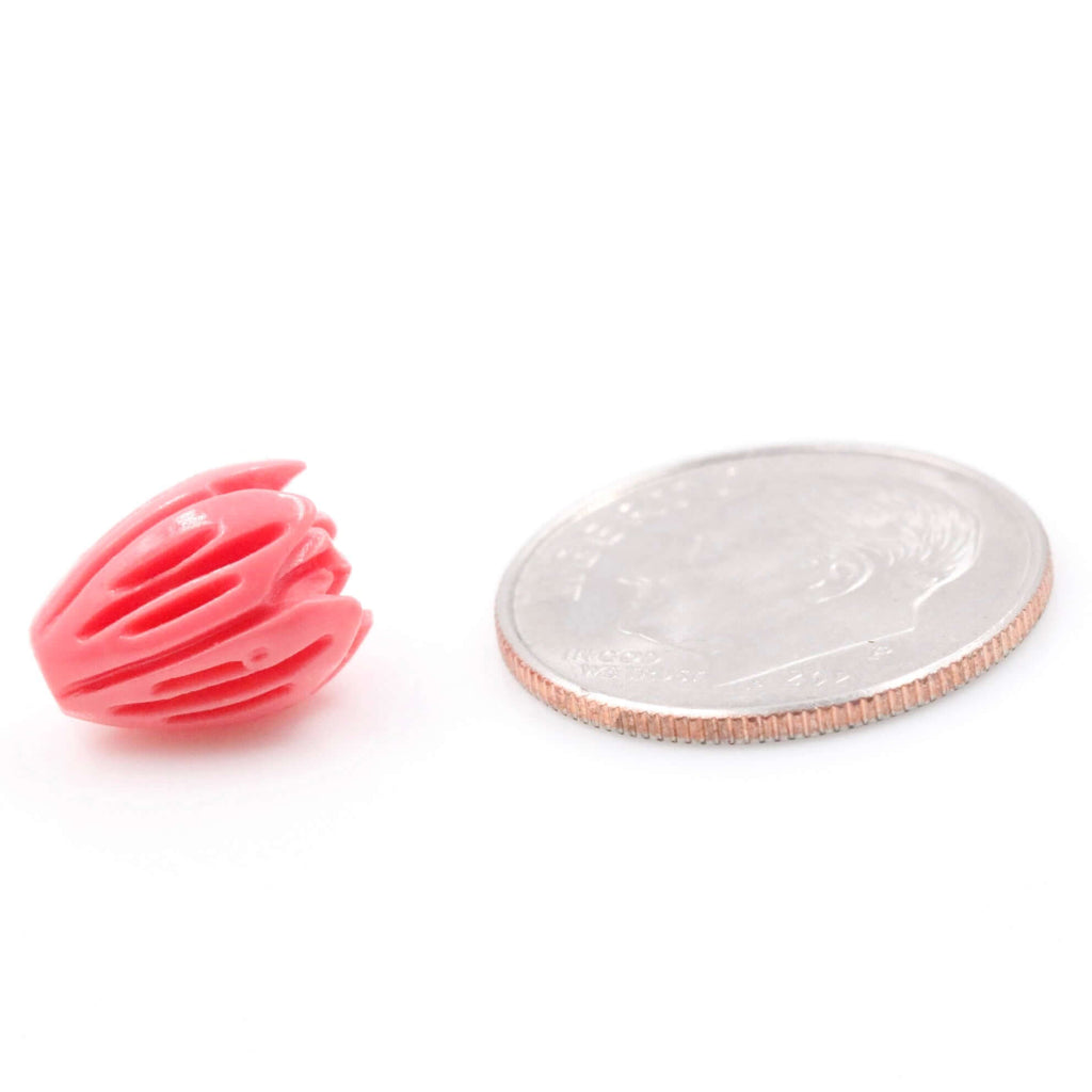 Flower-Shaped Beads in Pink and Orange Resin Coral for Custom Jewelry