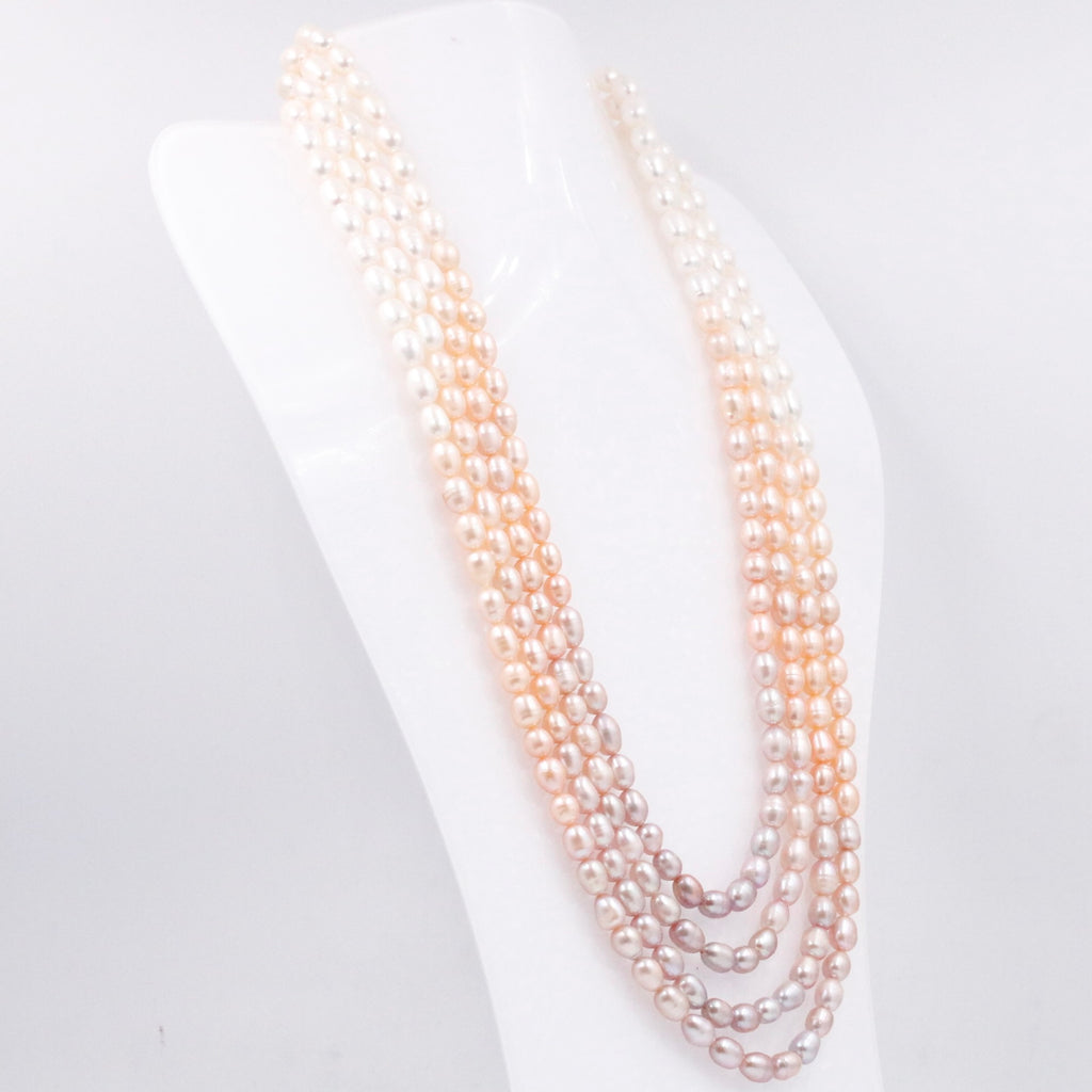 Fresh Water Pearl Necklace in Long Layered Design with Shaded Pearls