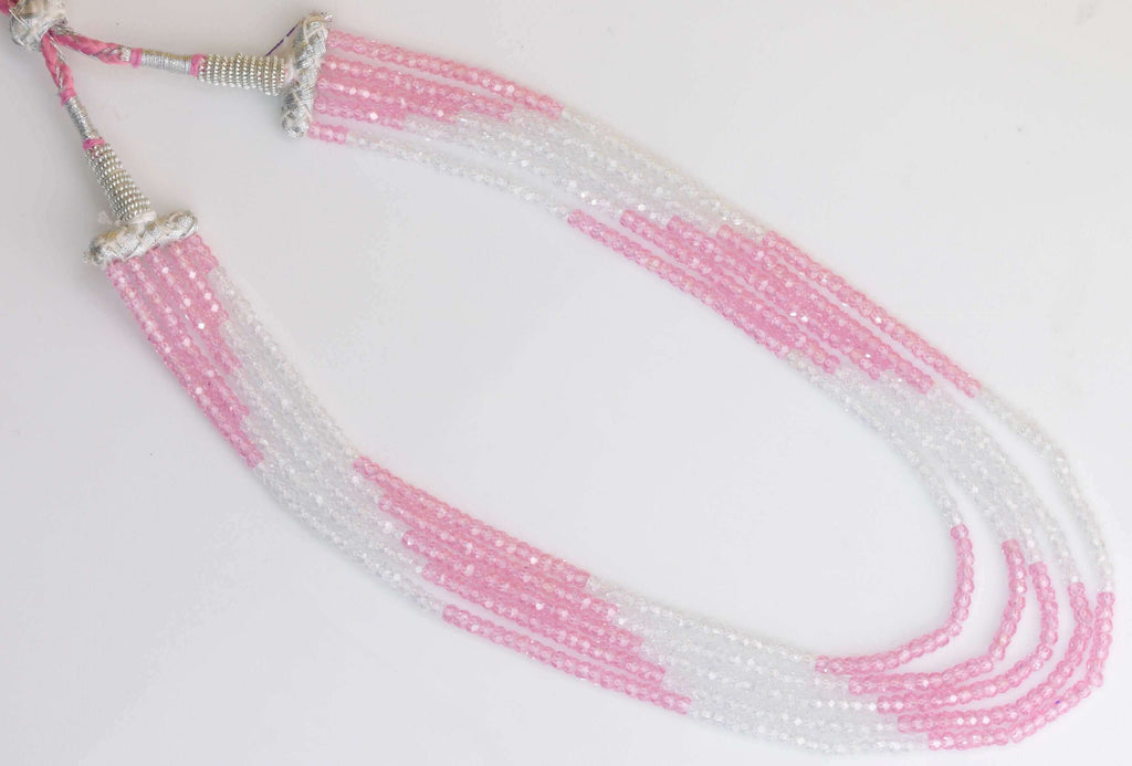 Pink & White Color CZ Necklace - Indian Styled Jewelry