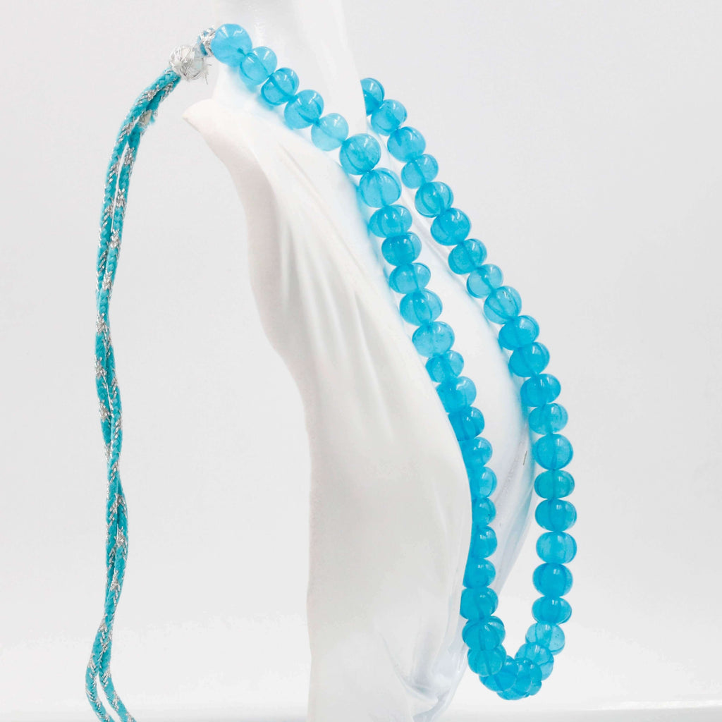 Natural Blue Quartz Long Necklace Design for Saree/Sari