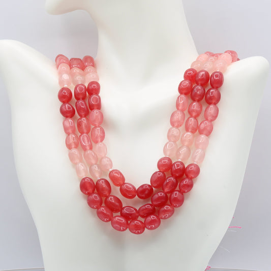 Multi Color Jade Necklace - 3 Strand