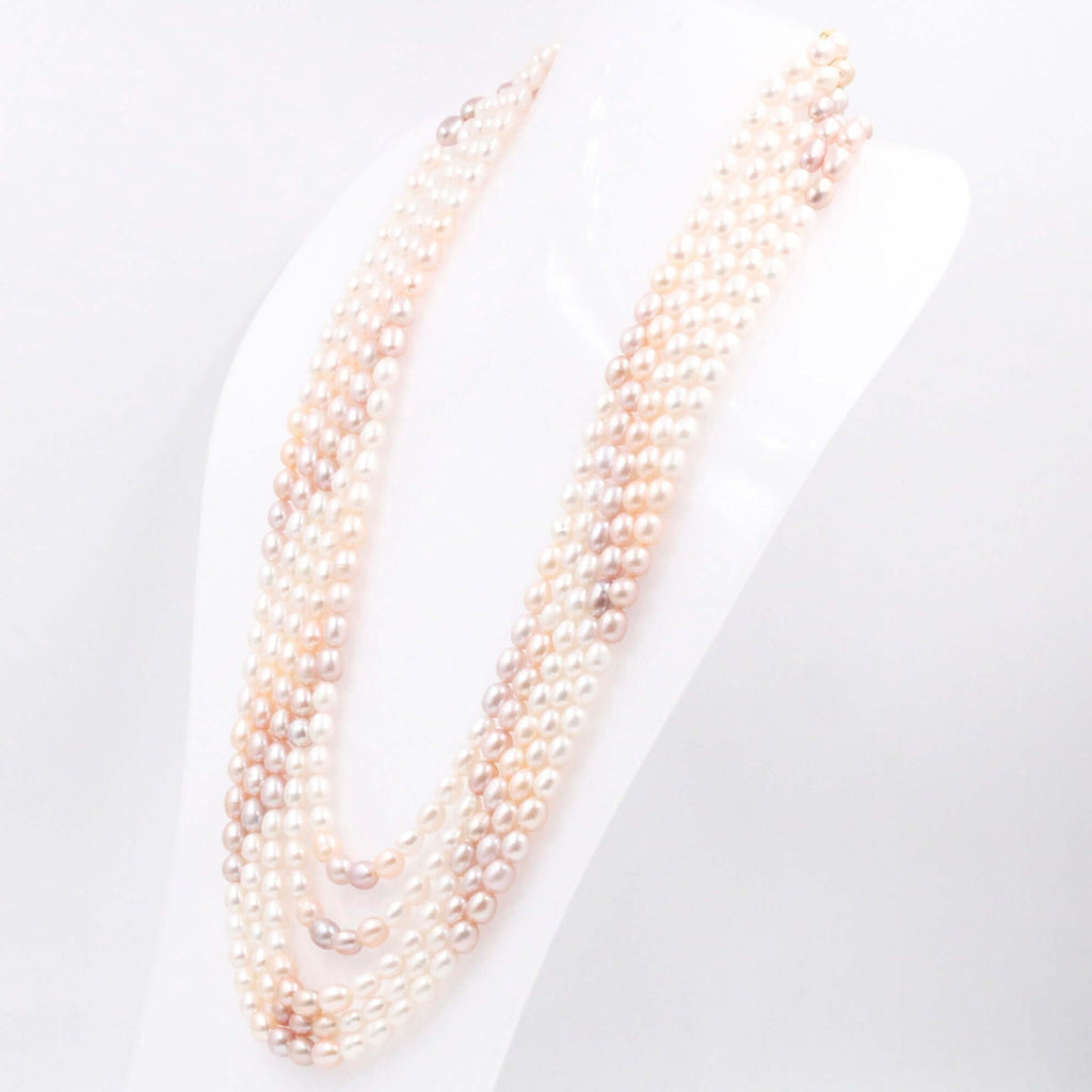 Cultured Pearl Beaded Necklace with Layered Indian Design