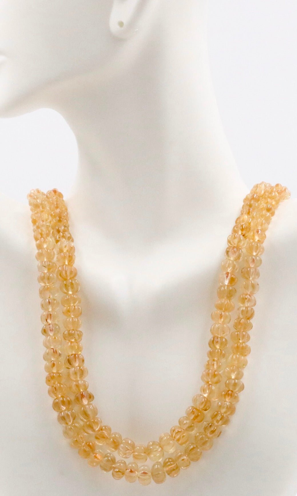 Citrine Pumpkin Beads Necklace - Taj Mahal Gems