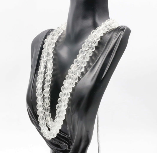 Clear Quartz Pumpkin Beads Necklace - Taj Mahal Gems