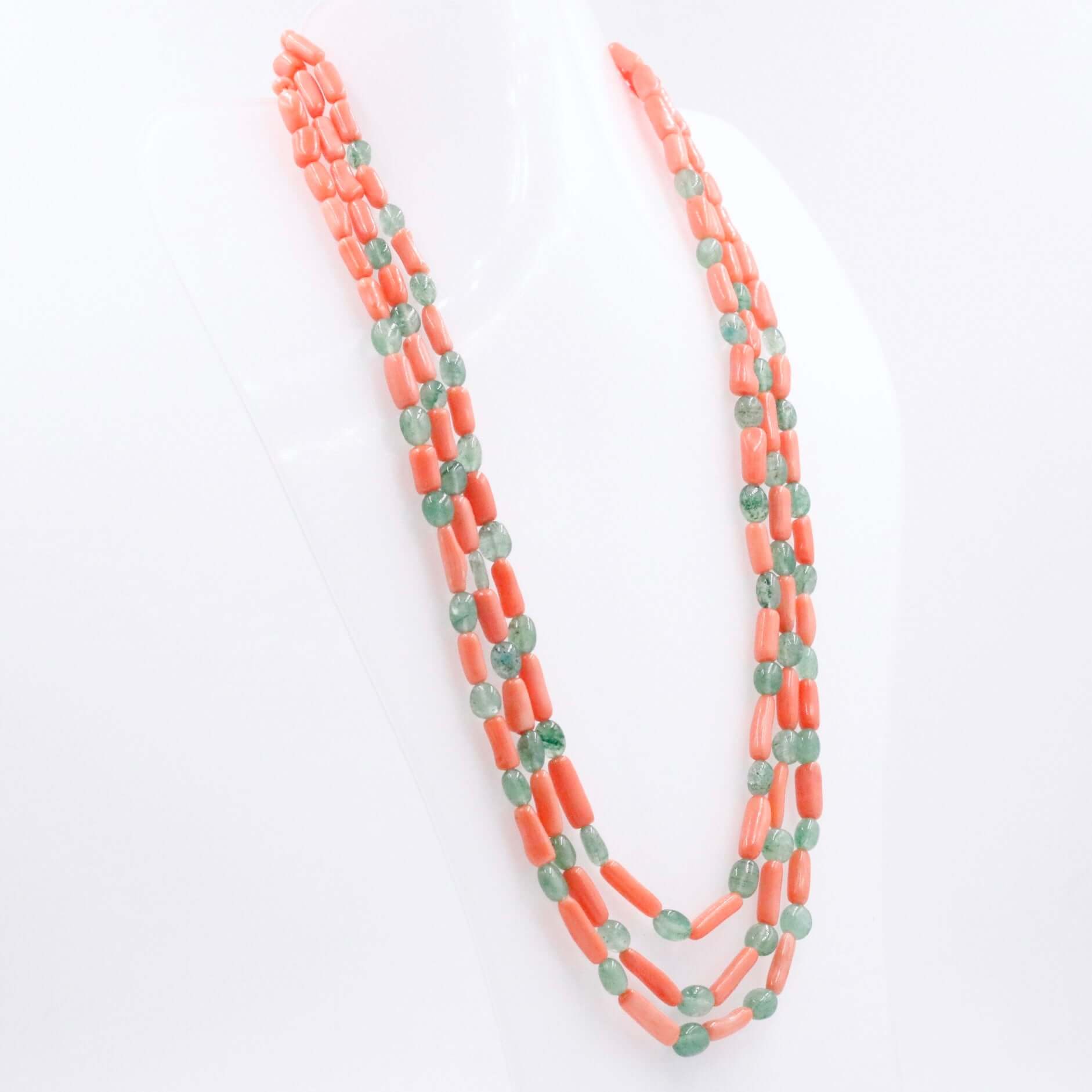 Coral and Aventurine Beaded Necklace - Taj Mahal Gems
