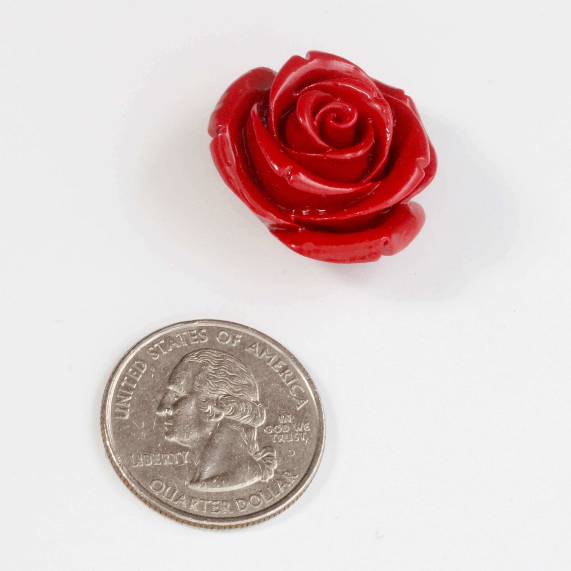 Coral Rose Flower Beads 25mm - Taj Mahal Gems