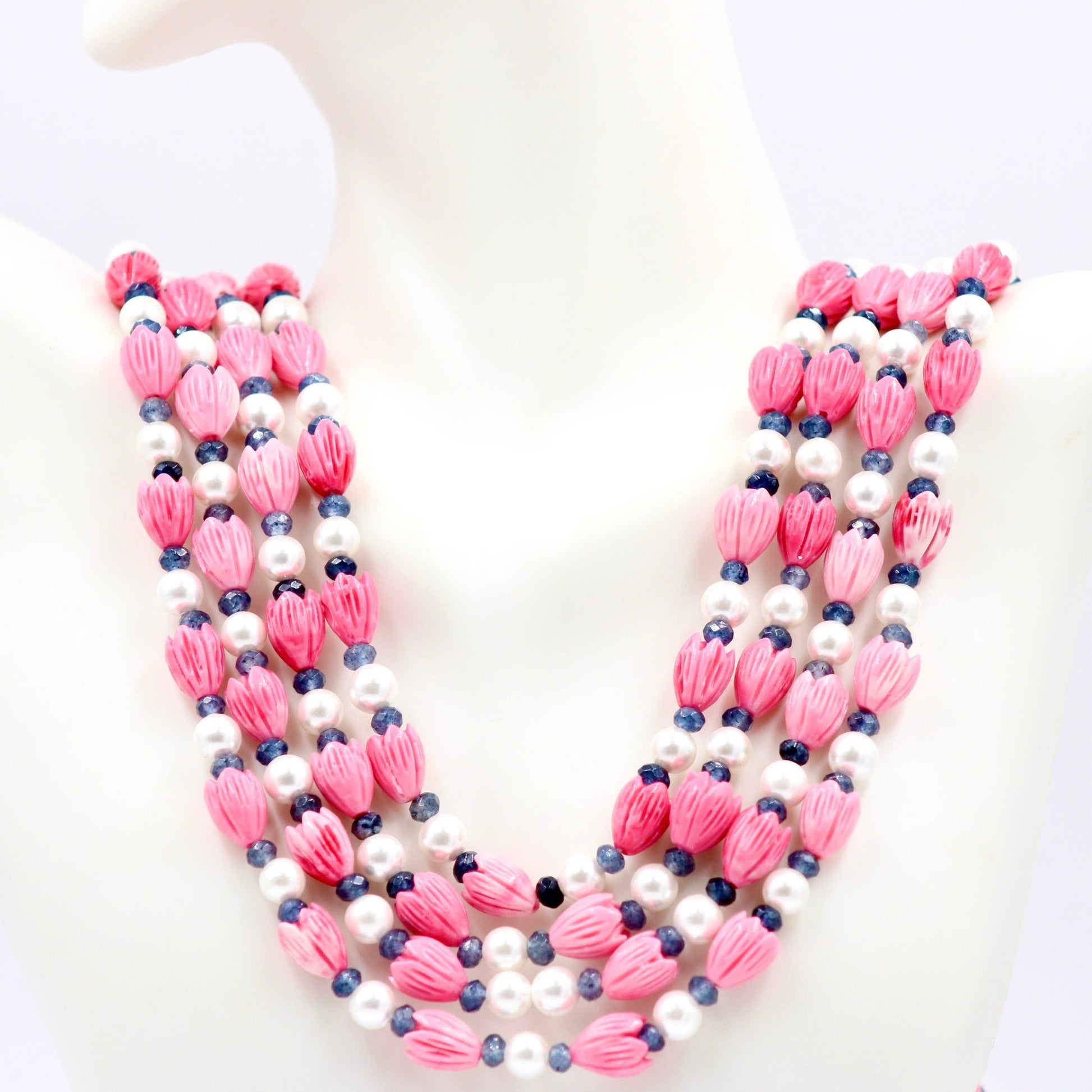 Coral Shell Pearl & Quartz Beaded Necklace - Taj Mahal Gems