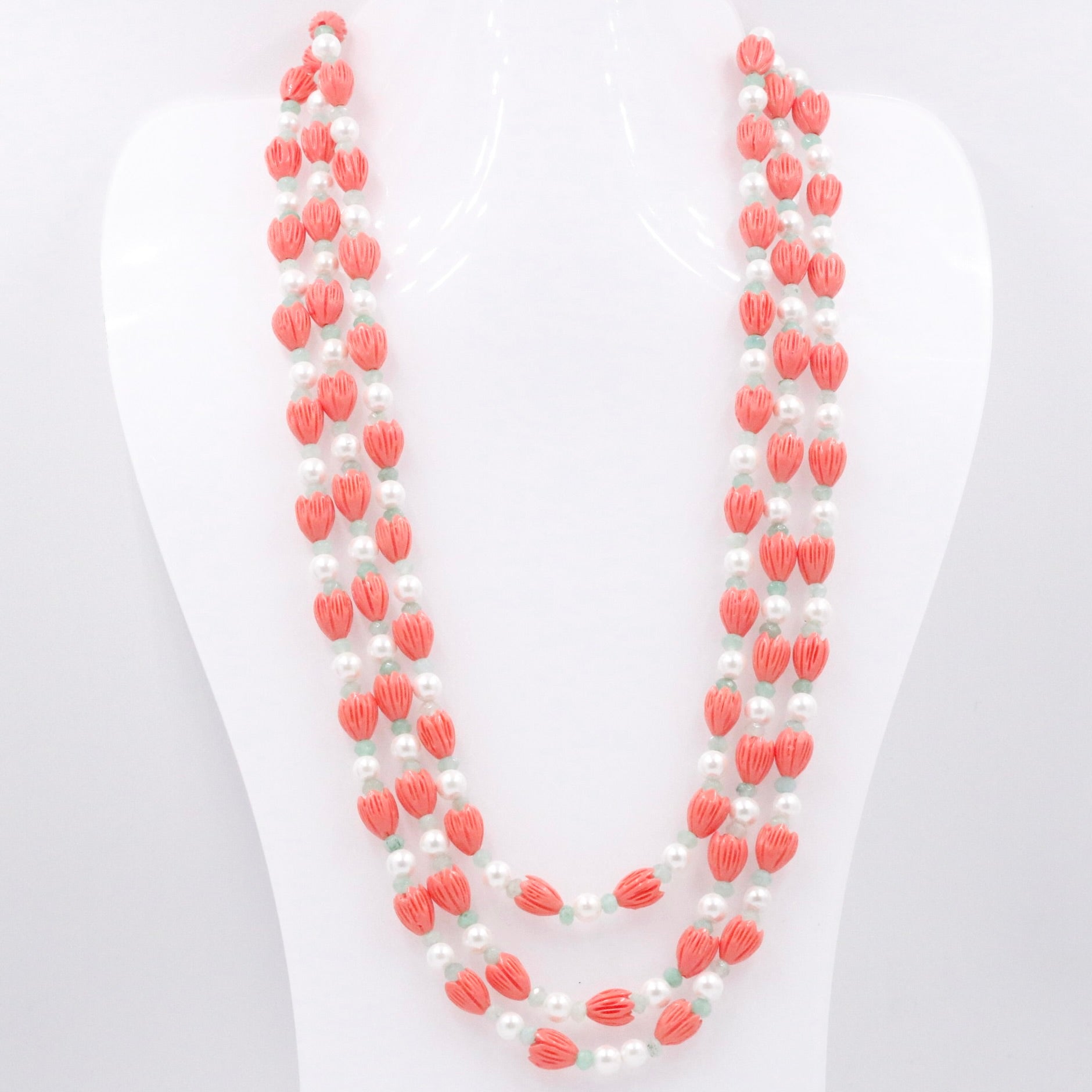 Coral Shell Pearl & Quartz Beaded Necklace - Taj Mahal Gems
