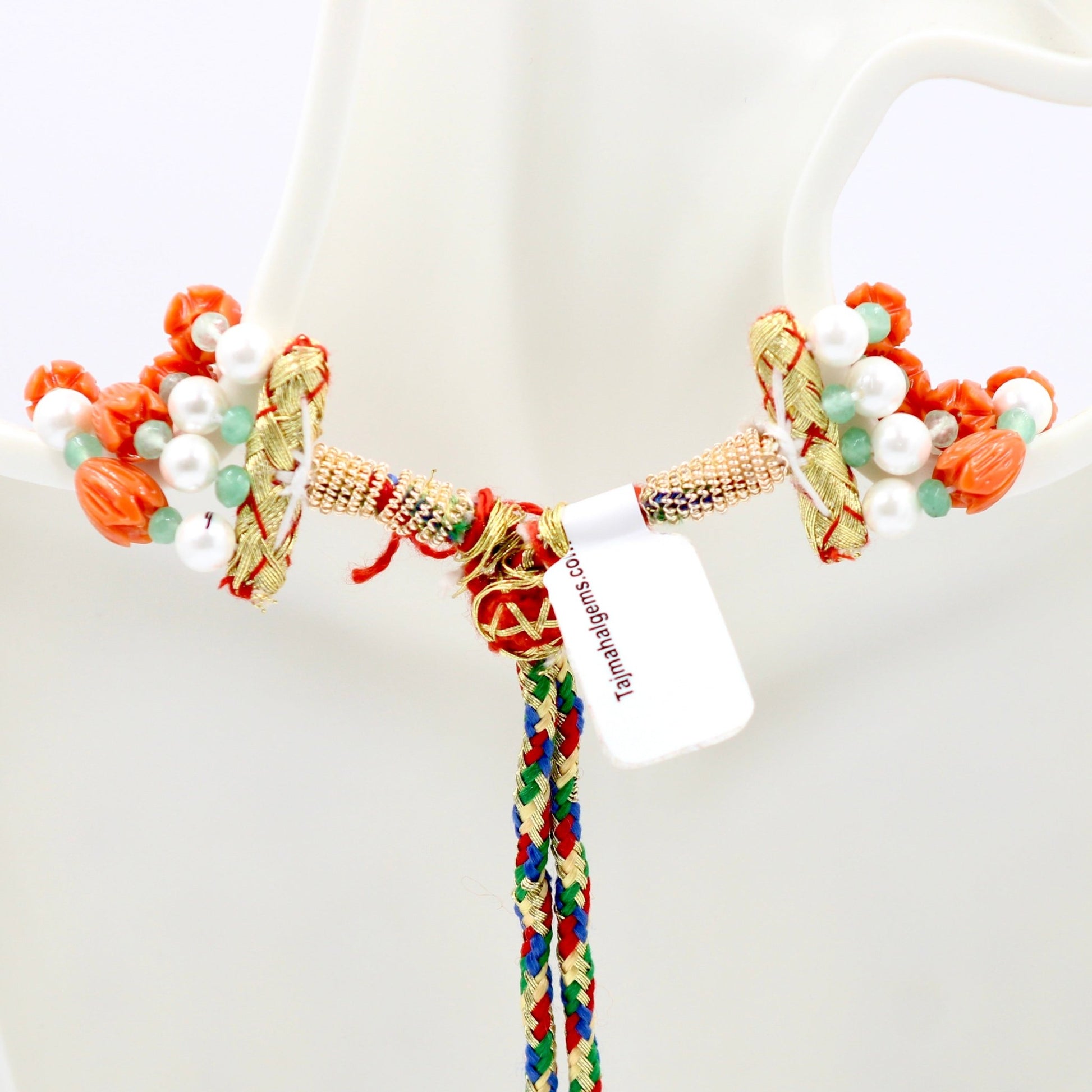 Coral Shell Pearl & Quartz Beaded Necklace - Taj Mahal Gems