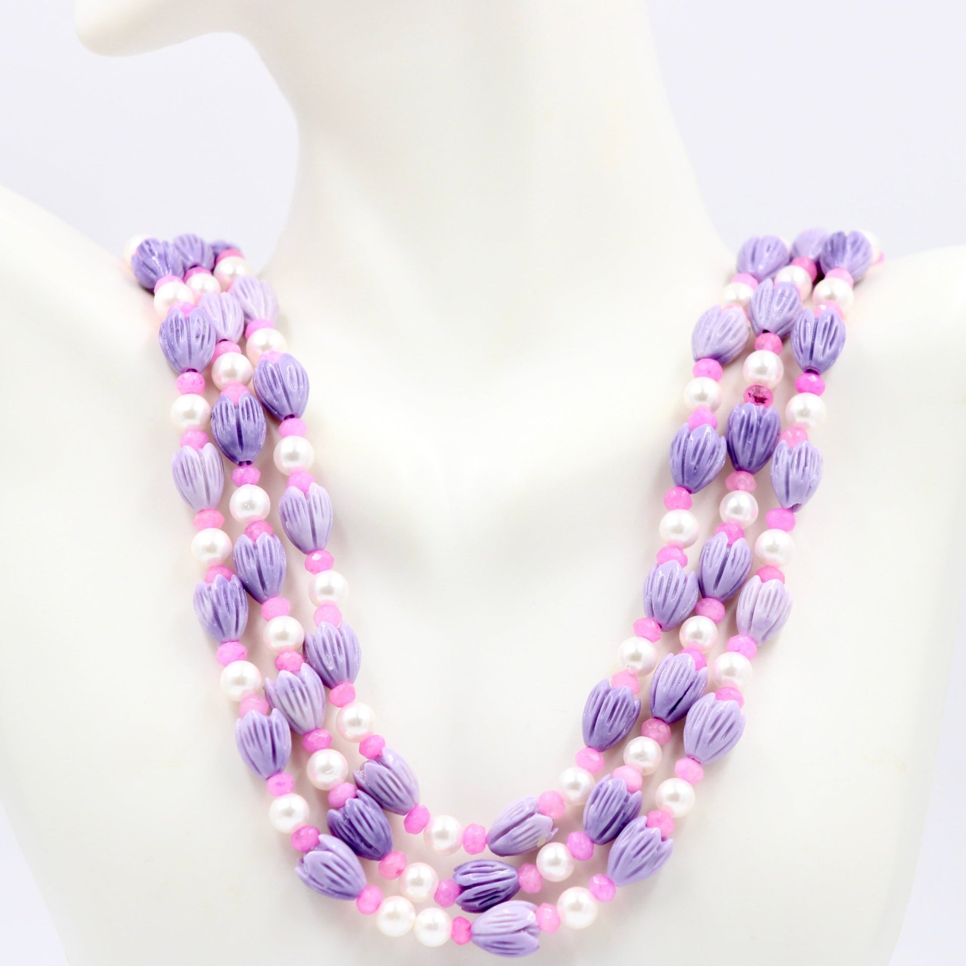 Coral Shell Pearl & Quartz Beaded Necklace - Taj Mahal Gems
