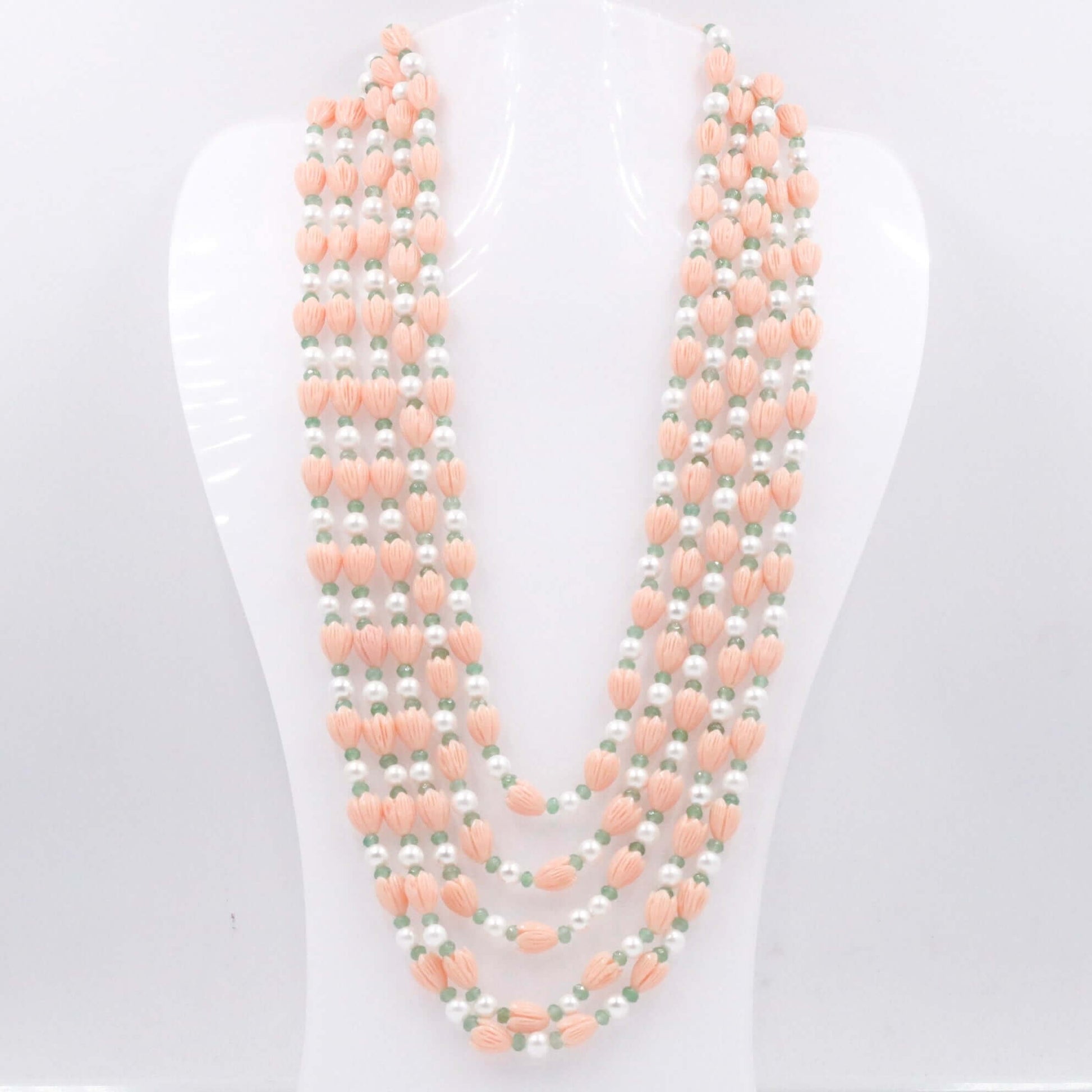 Coral Shell Pearl & Quartz Beaded Necklace - Taj Mahal Gems