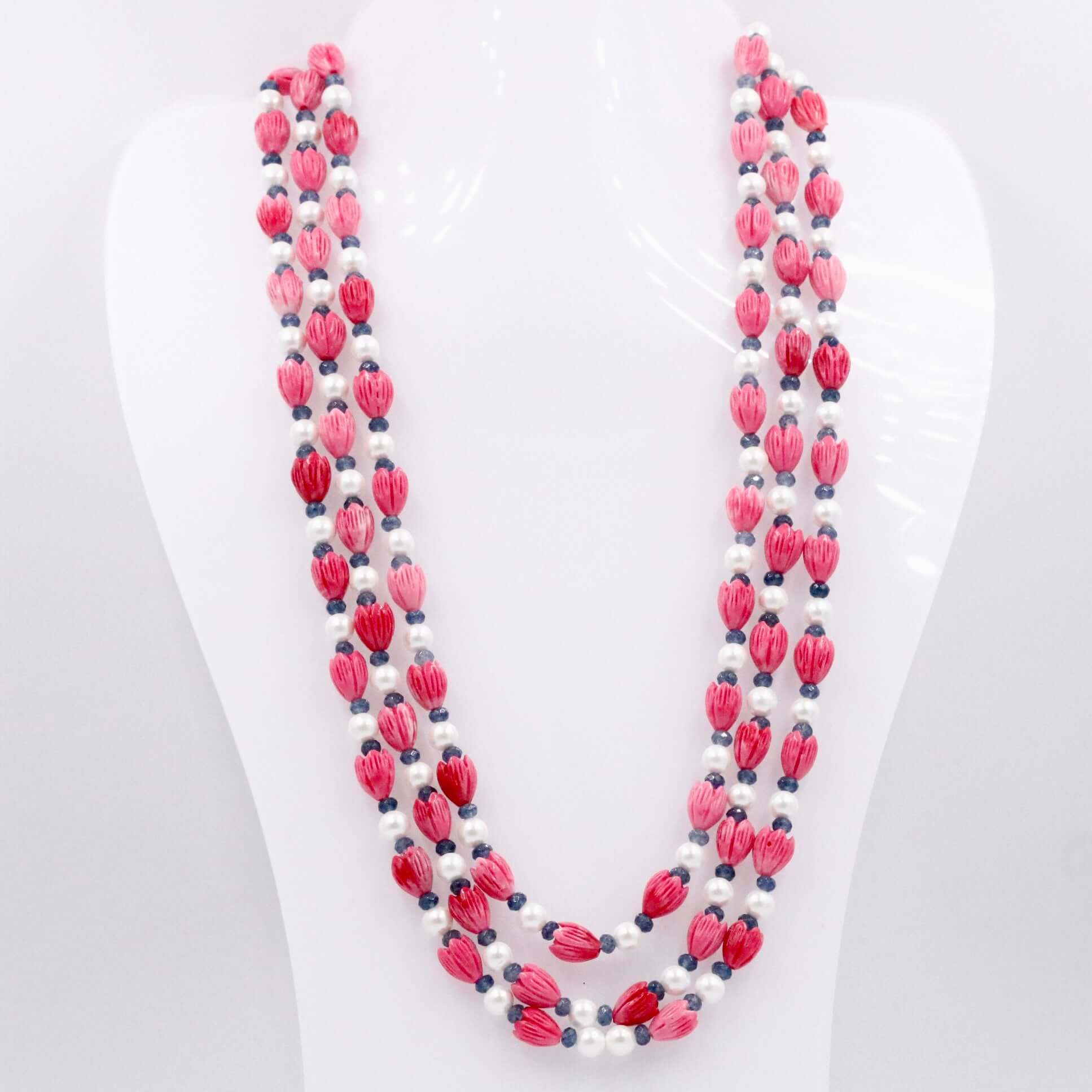 Coral Shell Pearl & Quartz Beaded Necklace - Taj Mahal Gems